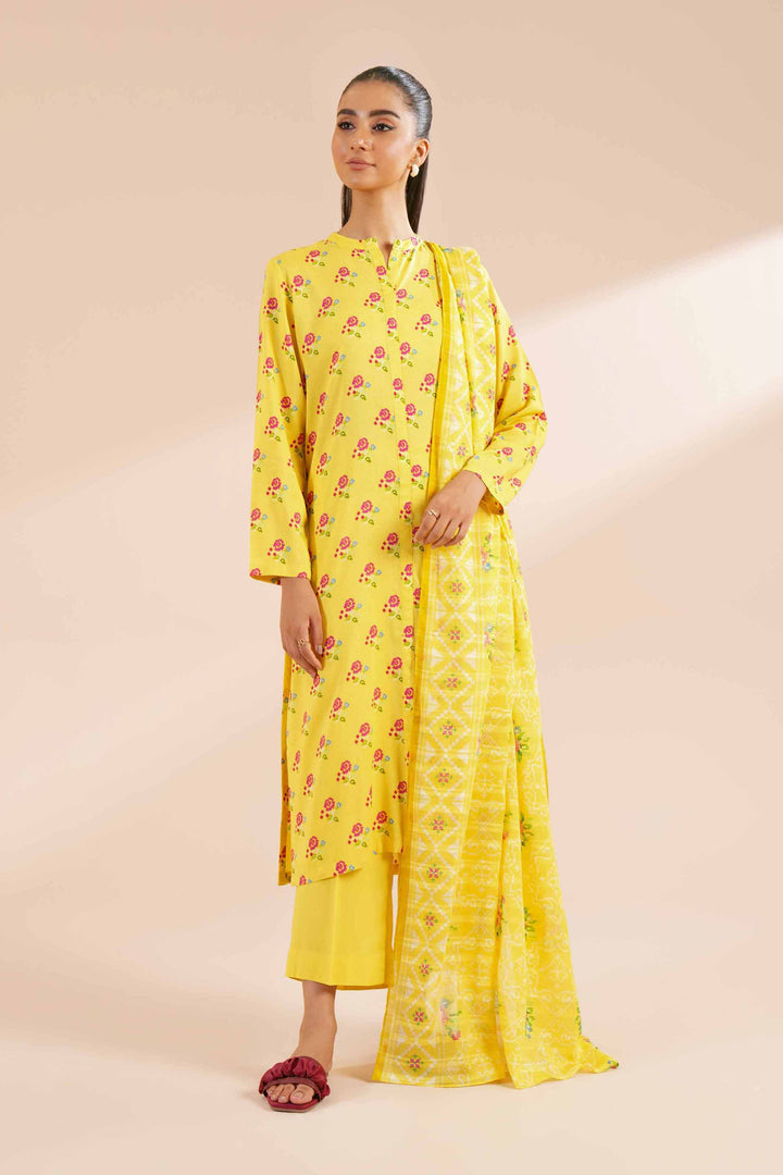 3 Piece Printed Suit Yellow