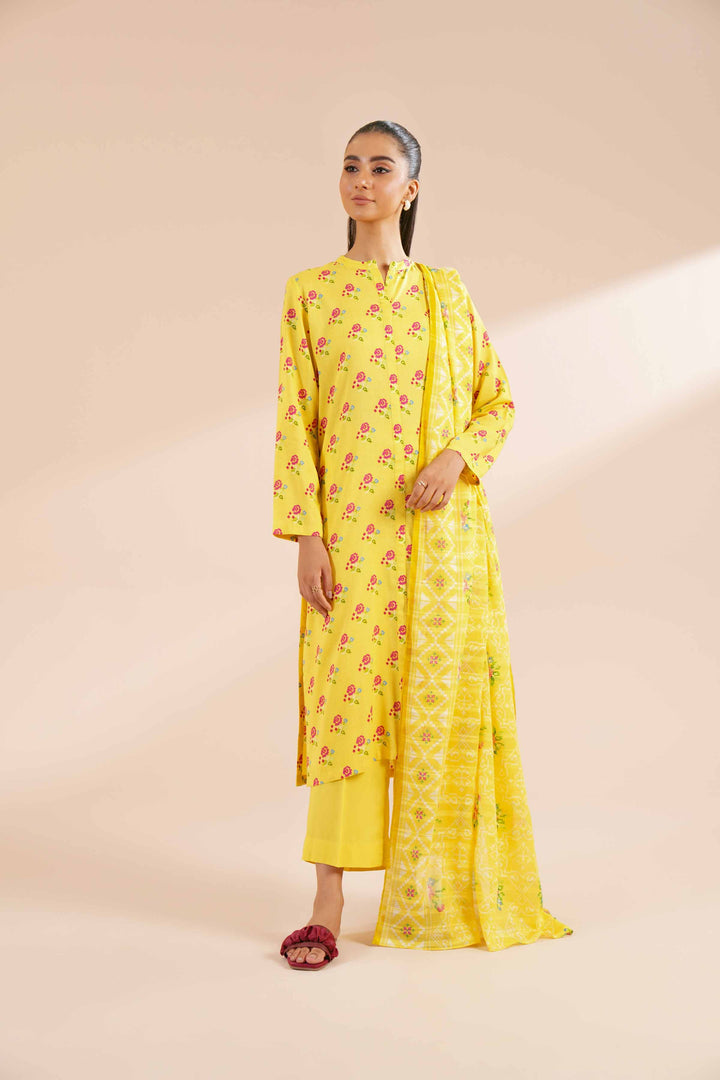 3 Piece Printed Suit Yellow