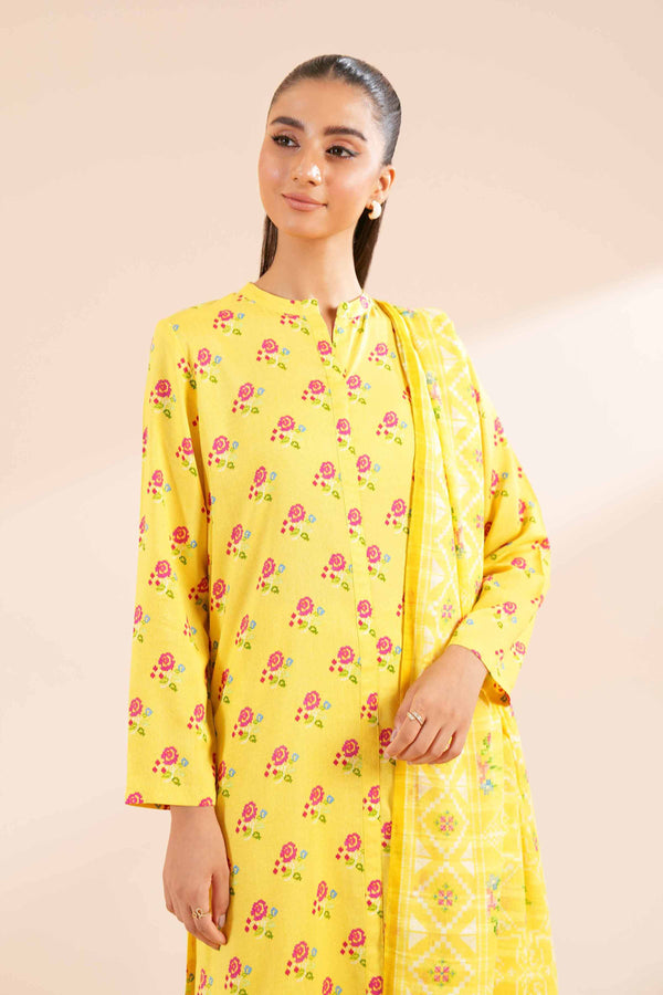 3 Piece Printed Suit Yellow