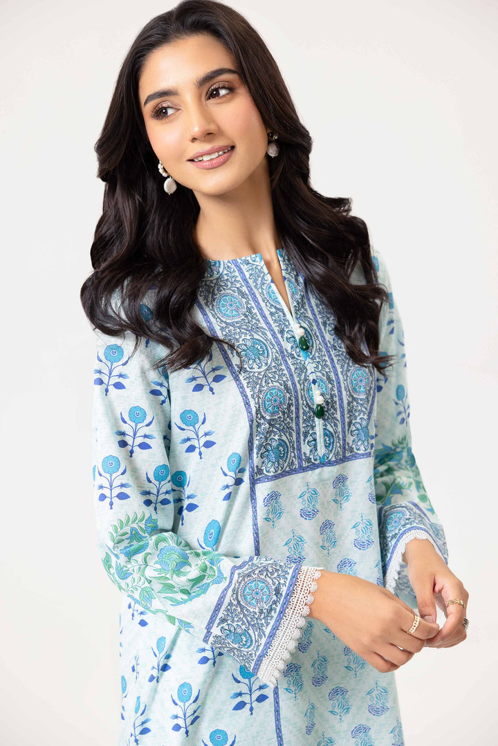 2 Piece Printed Suit Mint Blue