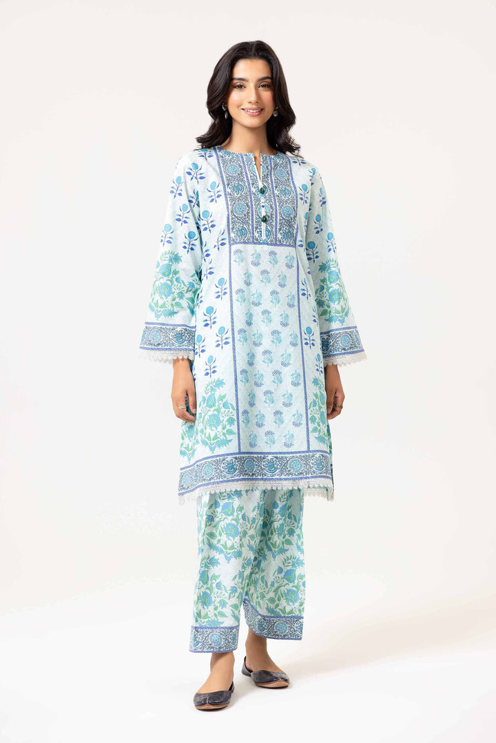 2 Piece Printed Suit Mint Blue