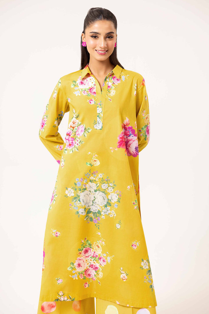 2 Piece Printed Suit Greenish Yellow