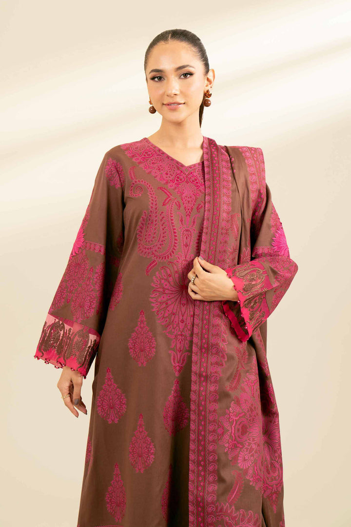 2 Piece Jacquard Embroidered Suit Brown