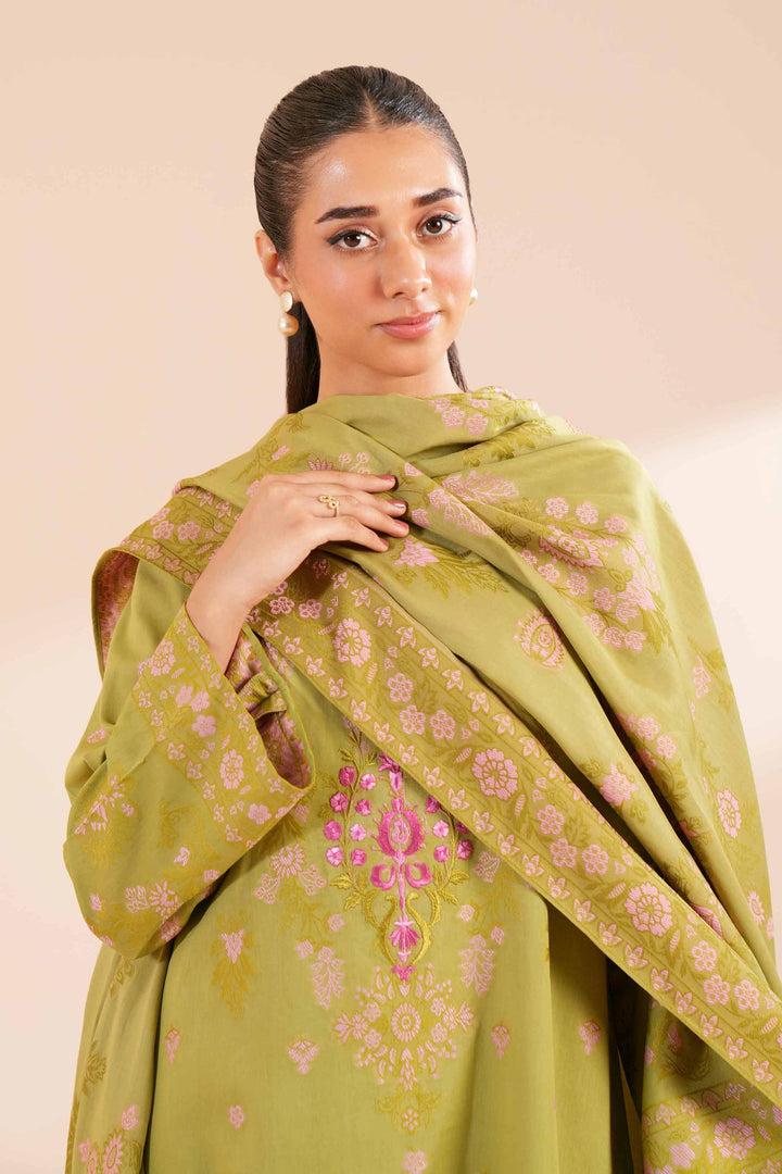 2 Piece Jacquard Embroidered Suit Green