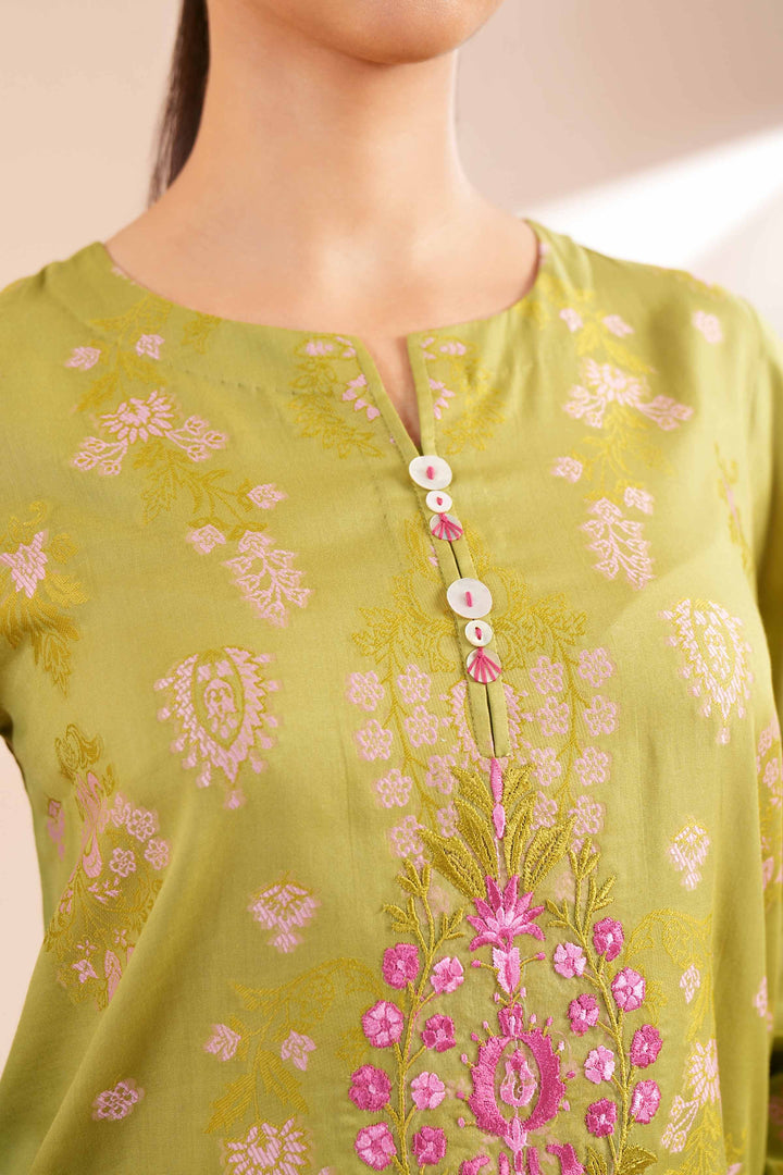 2 Piece Jacquard Embroidered Suit Green