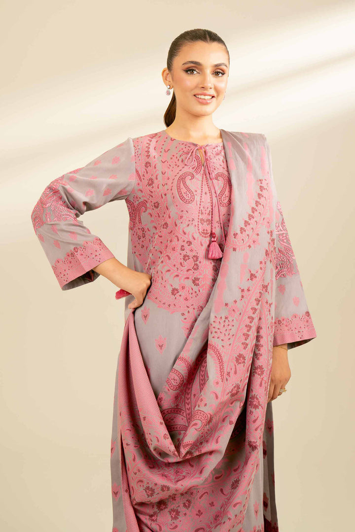 2 Piece Jacquard Embroidered Suit Grey