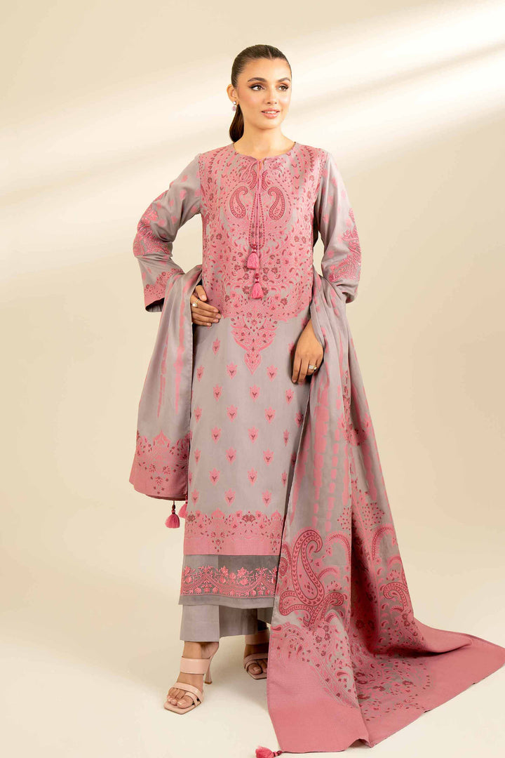 2 Piece Jacquard Embroidered Suit Grey