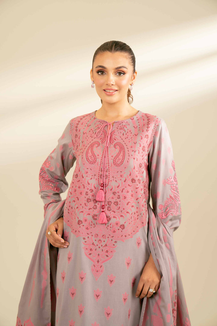 2 Piece Jacquard Embroidered Suit Grey