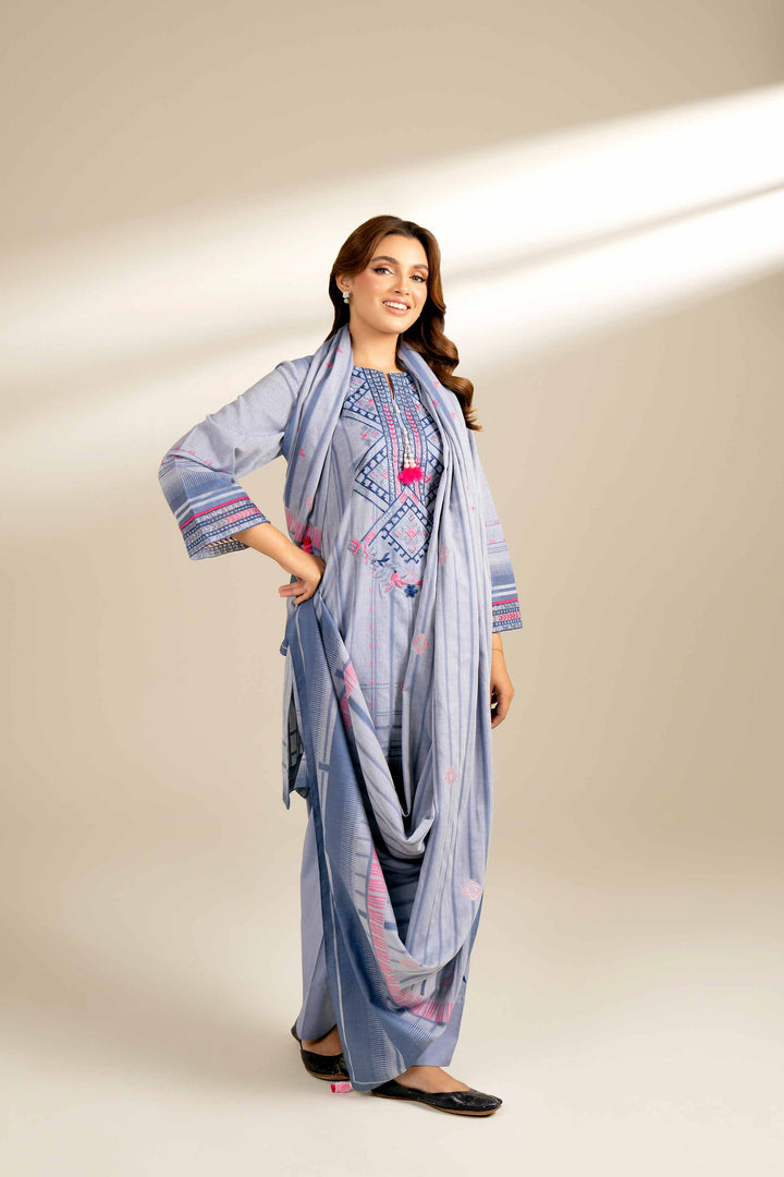 2 Piece Jacquard Embroidered Suit Denim Blue