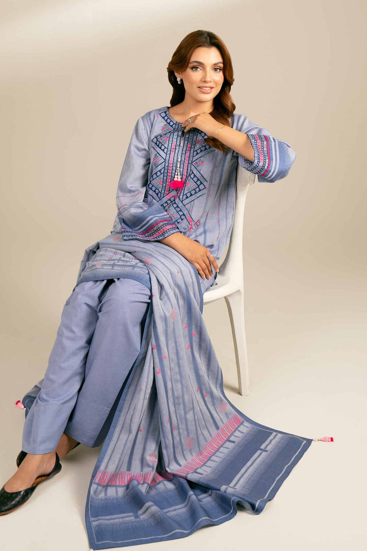 2 Piece Jacquard Embroidered Suit Denim Blue