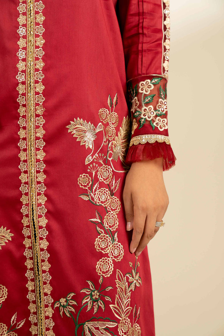 3 Piece Embroidered Suit Red