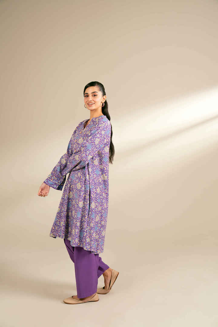 2 Piece Printed Unstitched Any Day Suit Purple