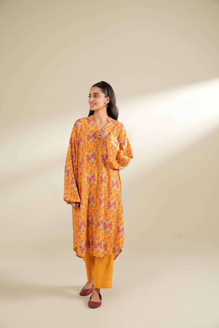 2 Piece Printed Unstitched Any Day Suit Yellow