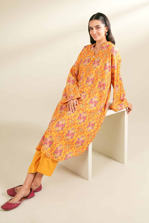 2 Piece Printed Unstitched Any Day Suit Yellow