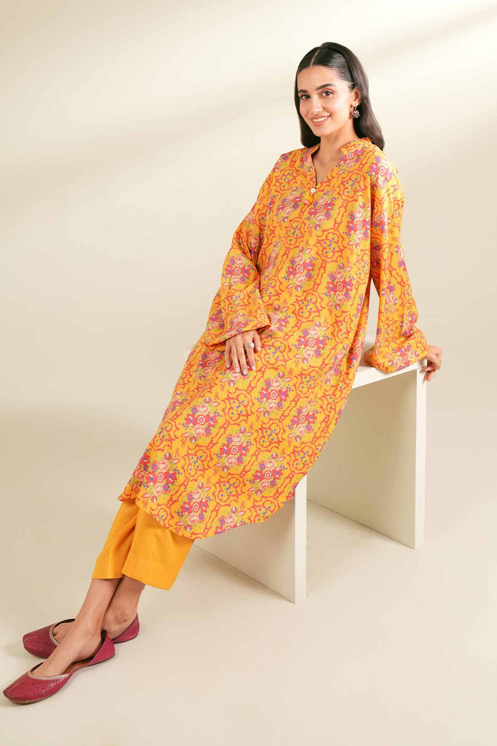 2 Piece Printed Unstitched Any Day Suit Yellow