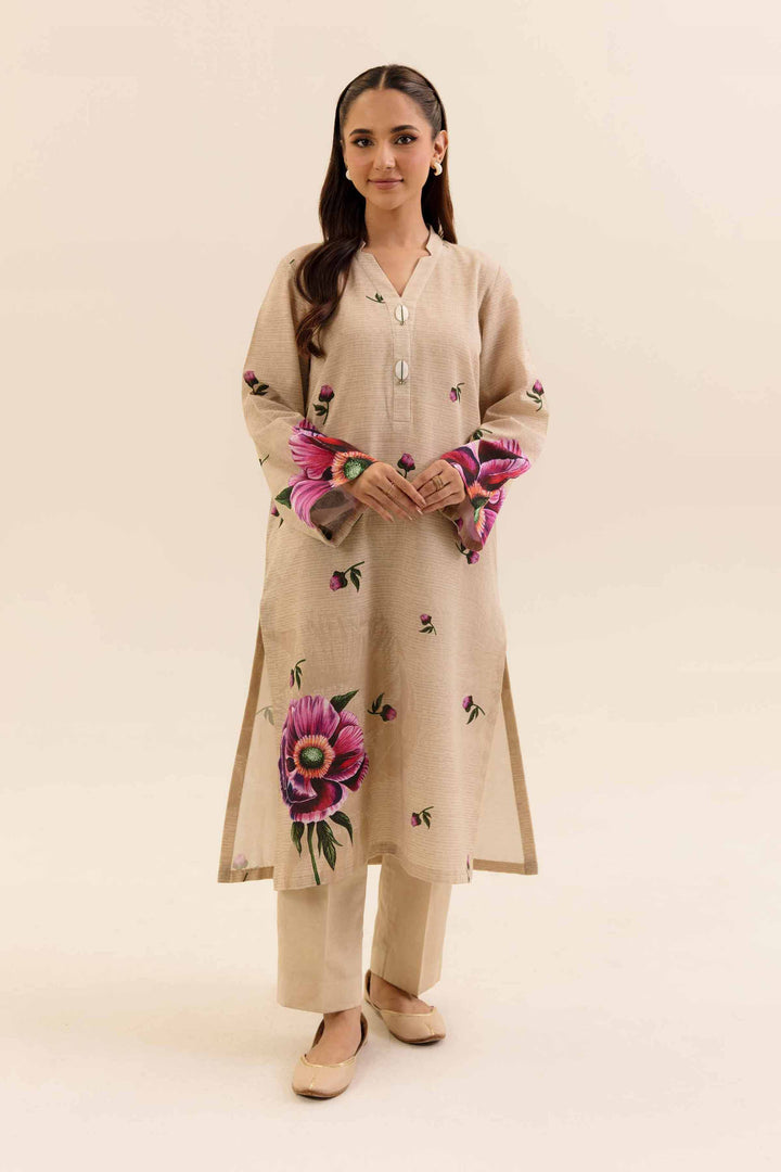 2 Piece Digital Printed Unstitched Any Day Suit Beige