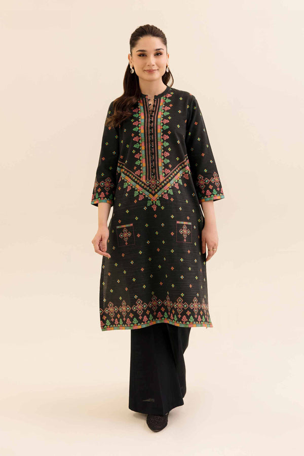 2 Piece Digital Printed Unstitched Any Day Suit Black