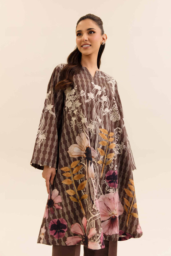 2 Digital Printed Unsitched Any Day Suit Dark Brown