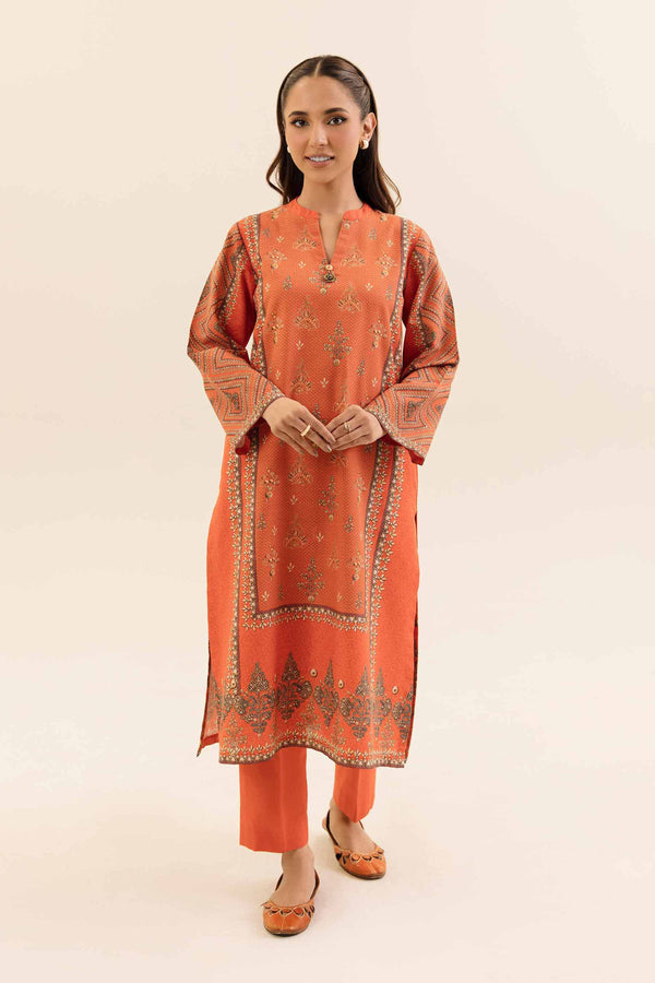 2 Piece Digital Printed Unsitched Any Day Suit Orange