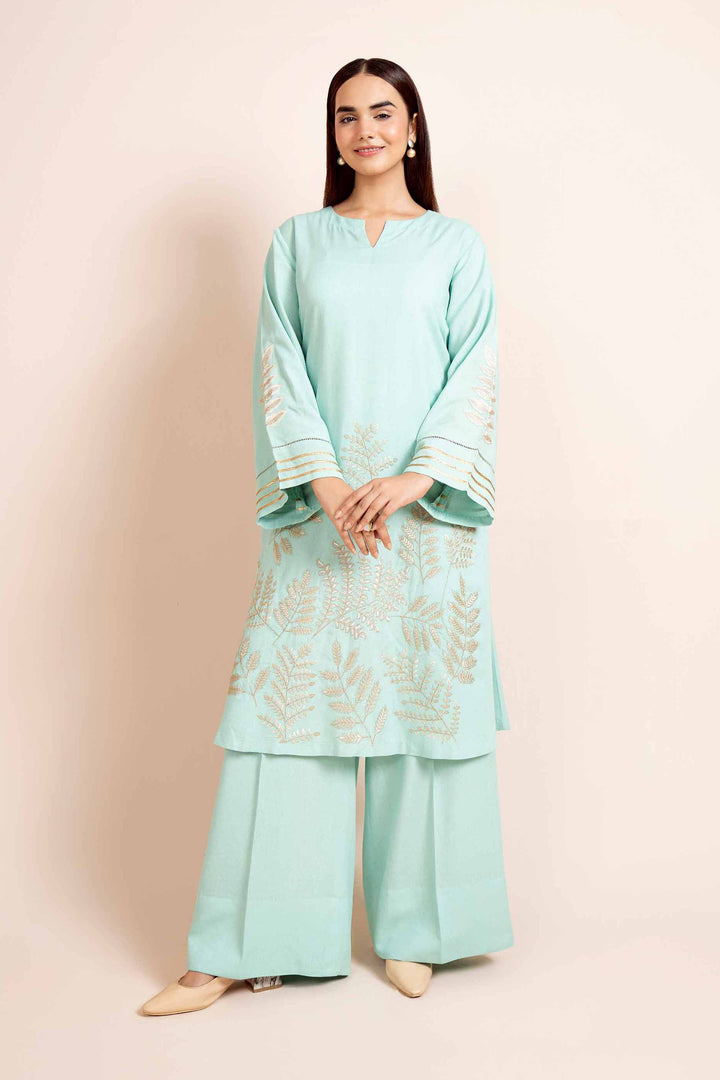 2 Piece Dyed Embroidered Unsititched Any Day Suit Light Turquoise