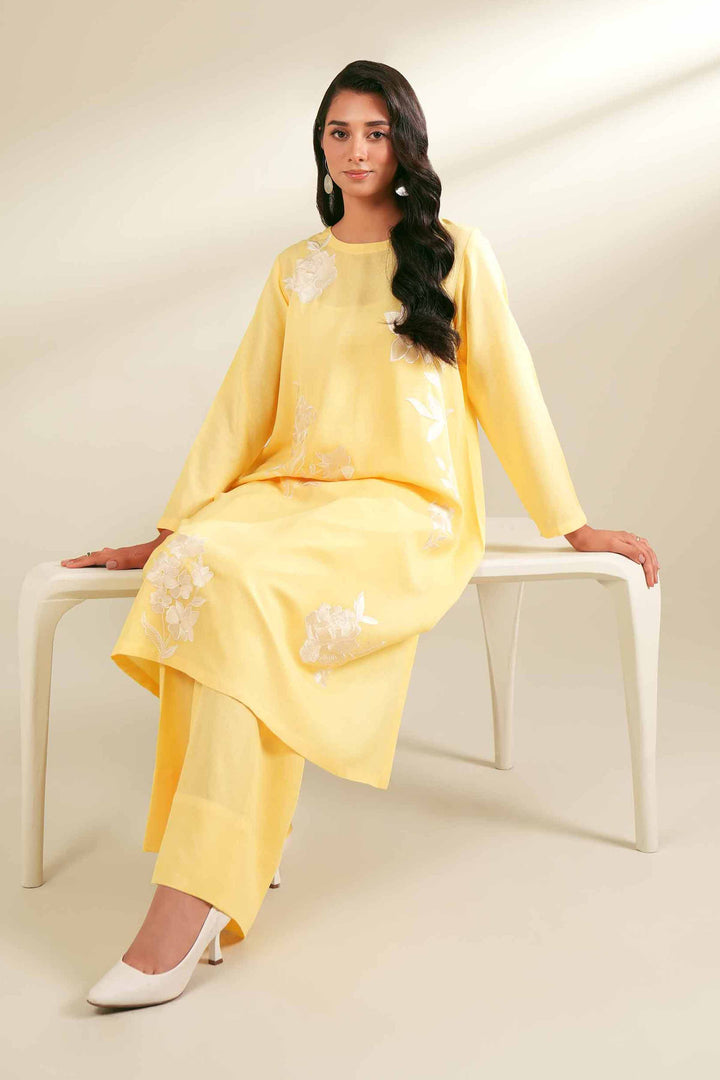 2 Piece Dyed Embroidered Unsititched Any Day Suit Yellow