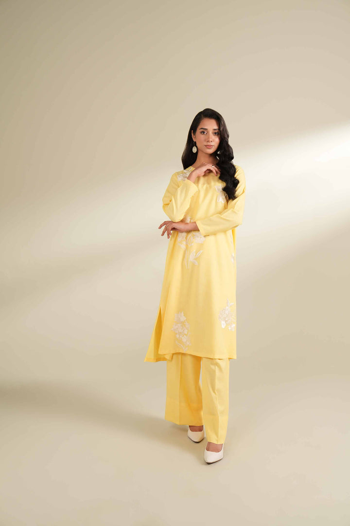 2 Piece Dyed Embroidered Unsititched Any Day Suit Yellow