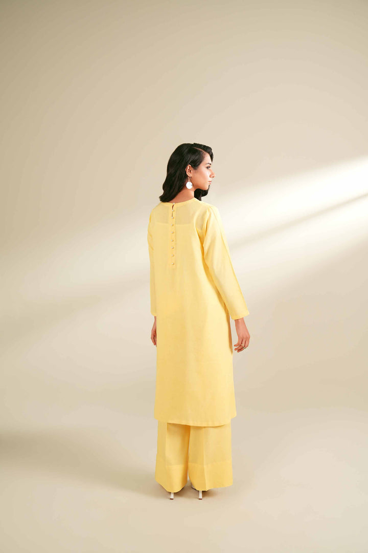 2 Piece Dyed Embroidered Unsititched Any Day Suit Yellow