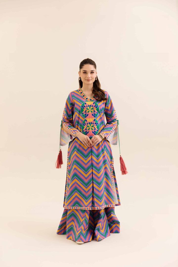 2 Piece Printed Embroidered Unsititched Any Day Suit Multi