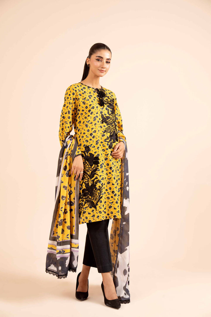 2 Piece Printed Embroidered Unsititched Any Day Suit Yellow