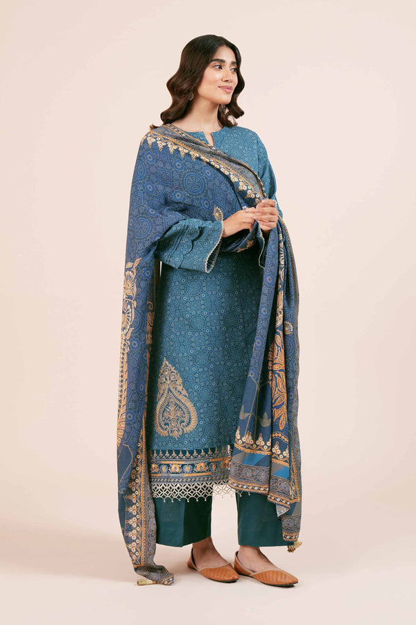 2 Piece Printed Embroidered Unsititched Any Day Suit Blue