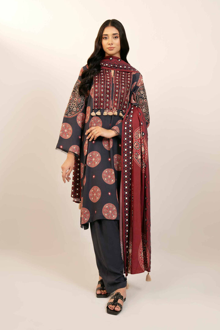 3 Piece Printed Embroidered Unstitched Any Day Suit