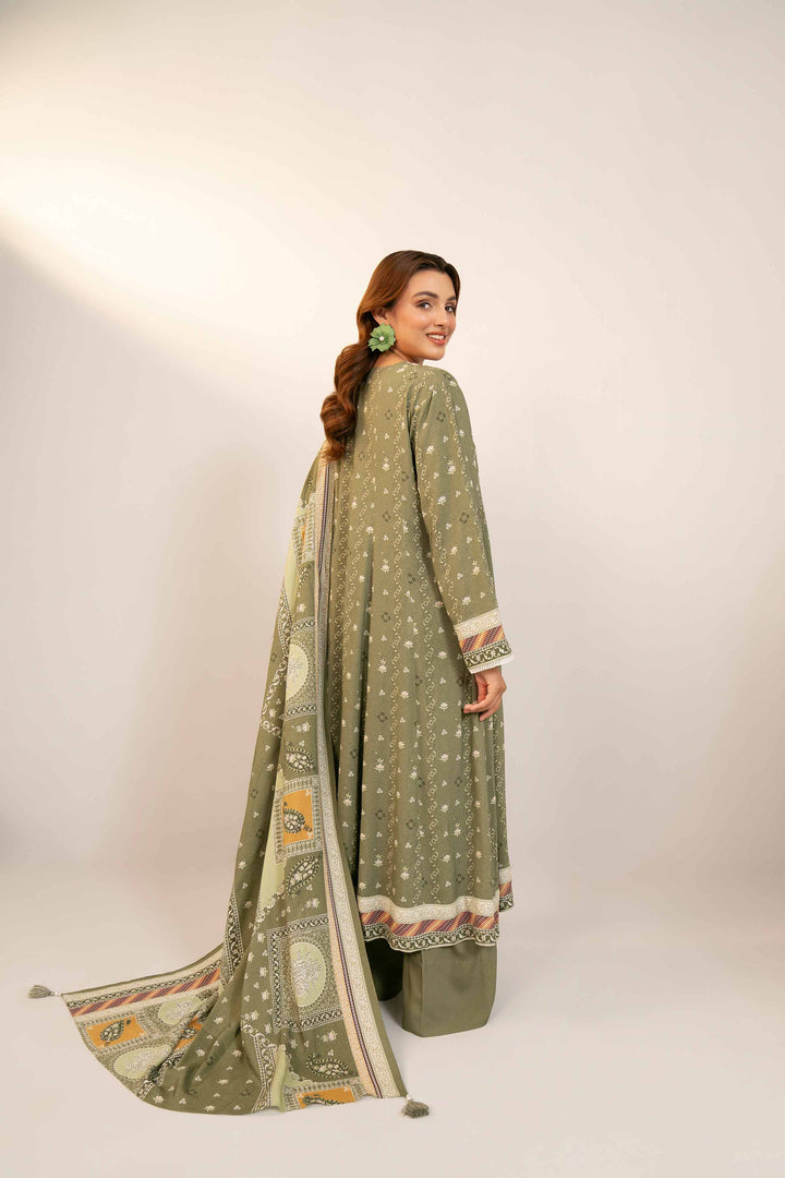 3 Piece Printed Unstitched Any Day Suit Green