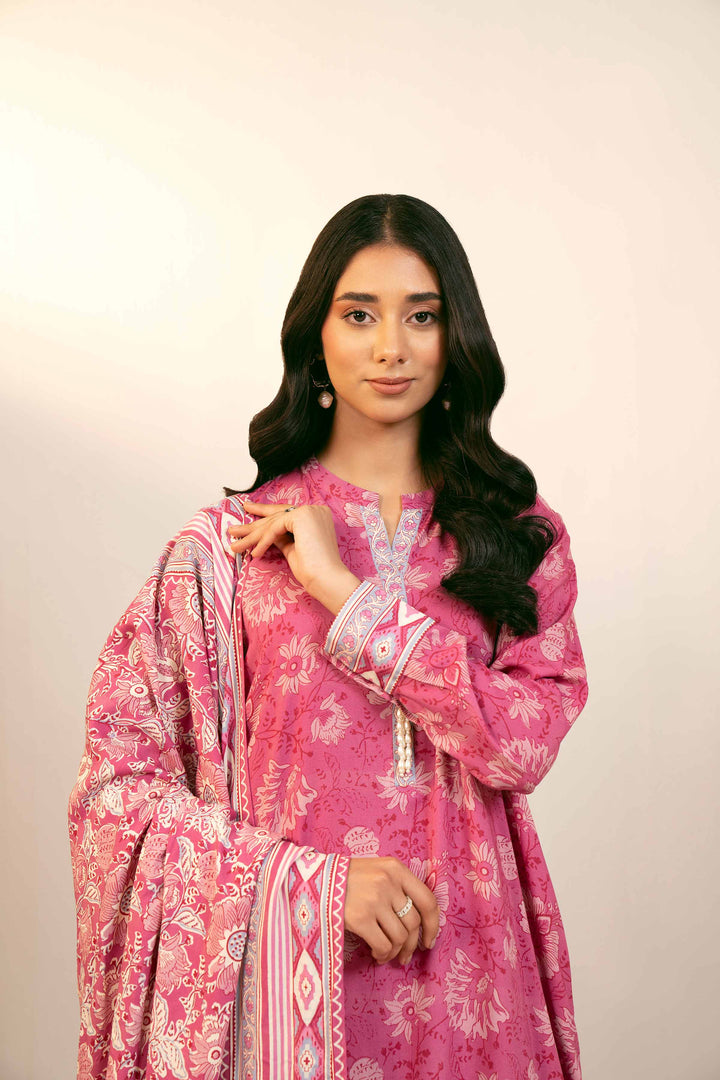 3 Piece Printed Unstitched Any Day Suit Pink