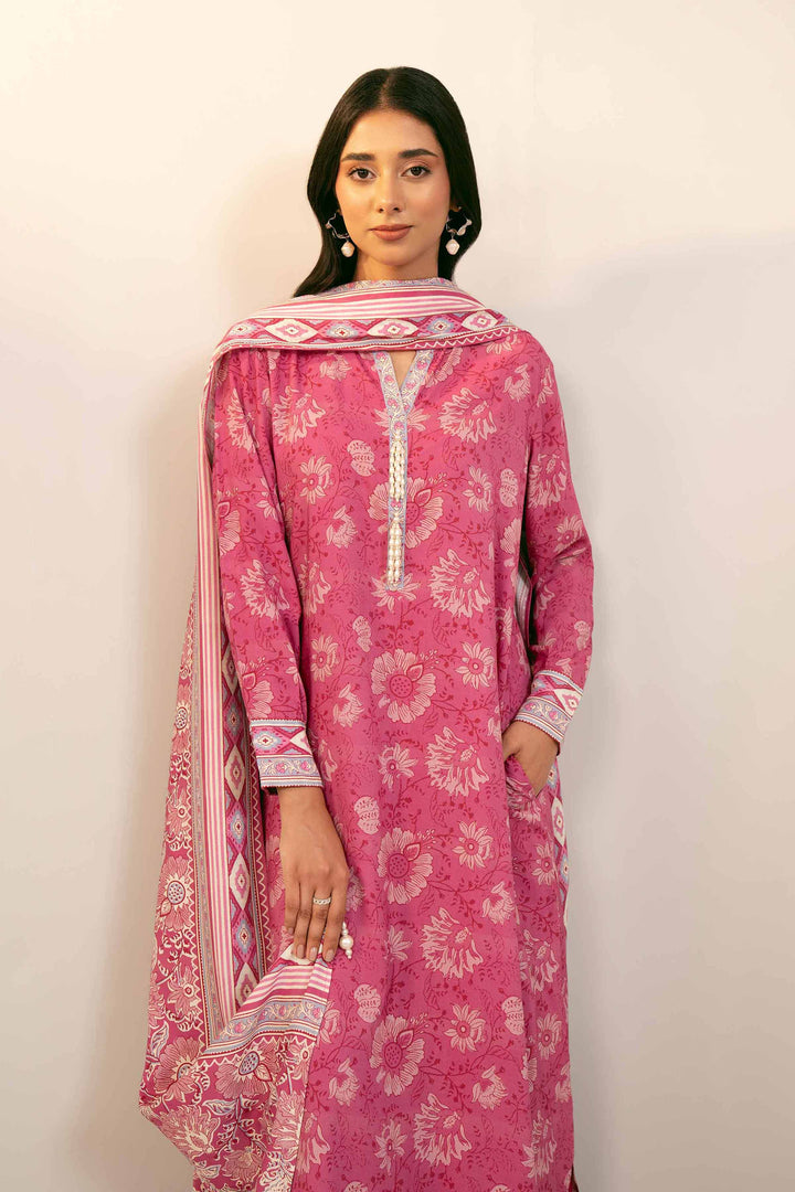 3 Piece Printed Unstitched Any Day Suit Pink