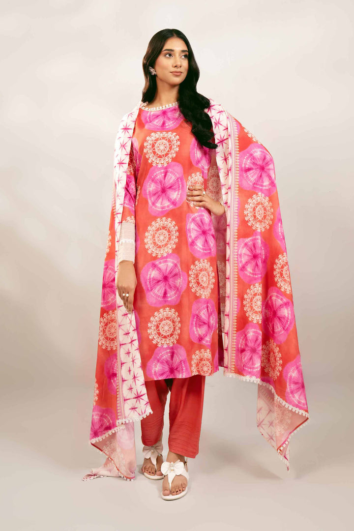 3 Piece Printed Unstitched Any Day Suit Pink