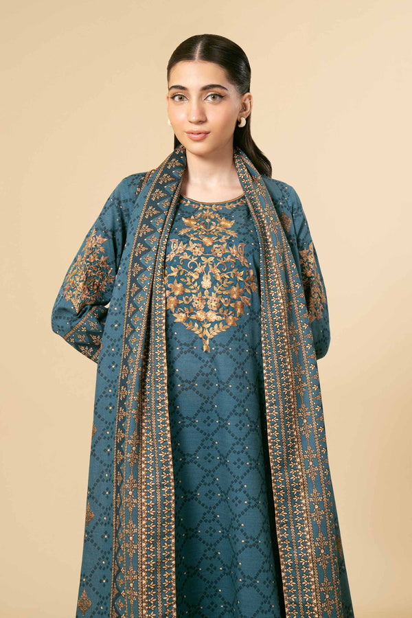 3 Piece - Printed Embroidered Suit - 42404119