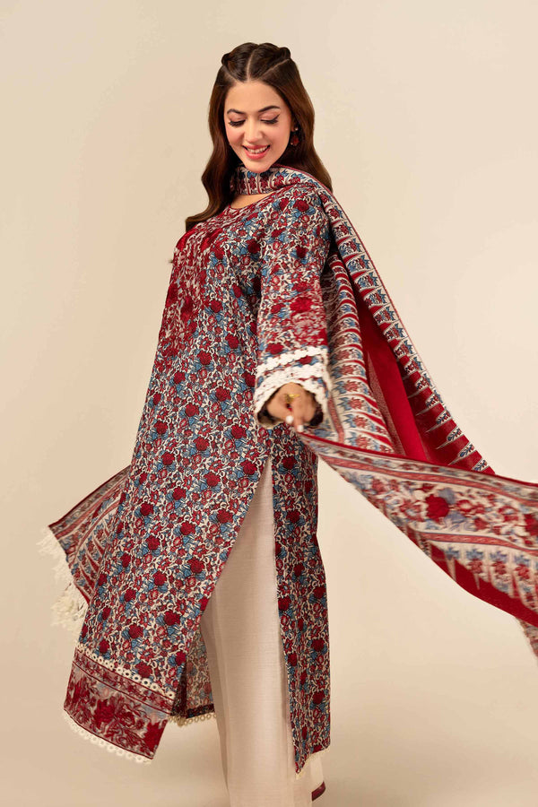 3 Piece - Printed Embroidered Suit - 42404125