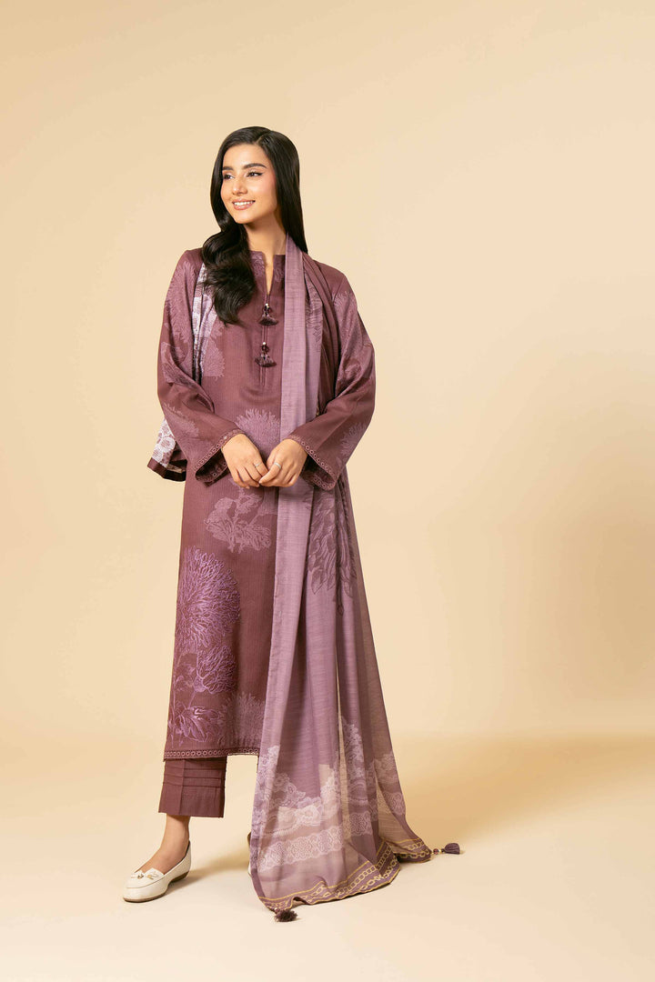 3 Piece Printed Embroidered Unstitched Any Day Suit Dull mauve