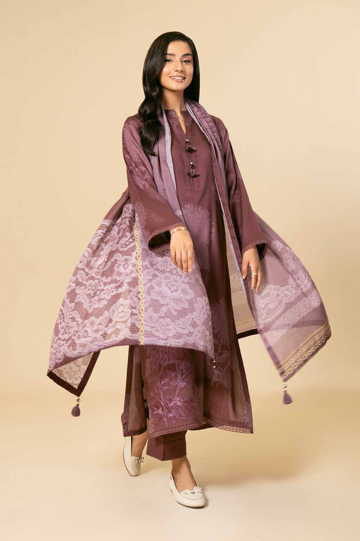 3 Piece Printed Embroidered Unstitched Any Day Suit Dull mauve