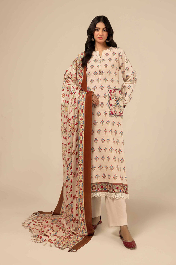 3 Piece Printed Embroidered Unstitched Any Day Suit Off White