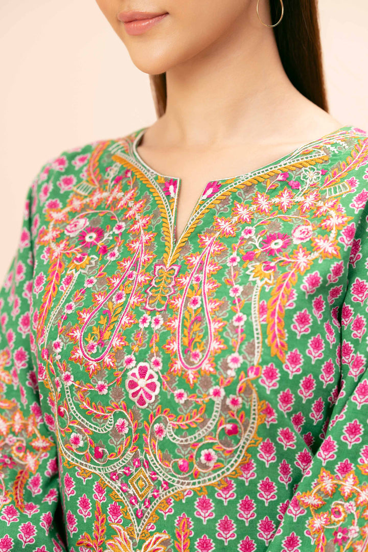 3 Piece Printed Embroidered Unstitched Any Day Suit Green