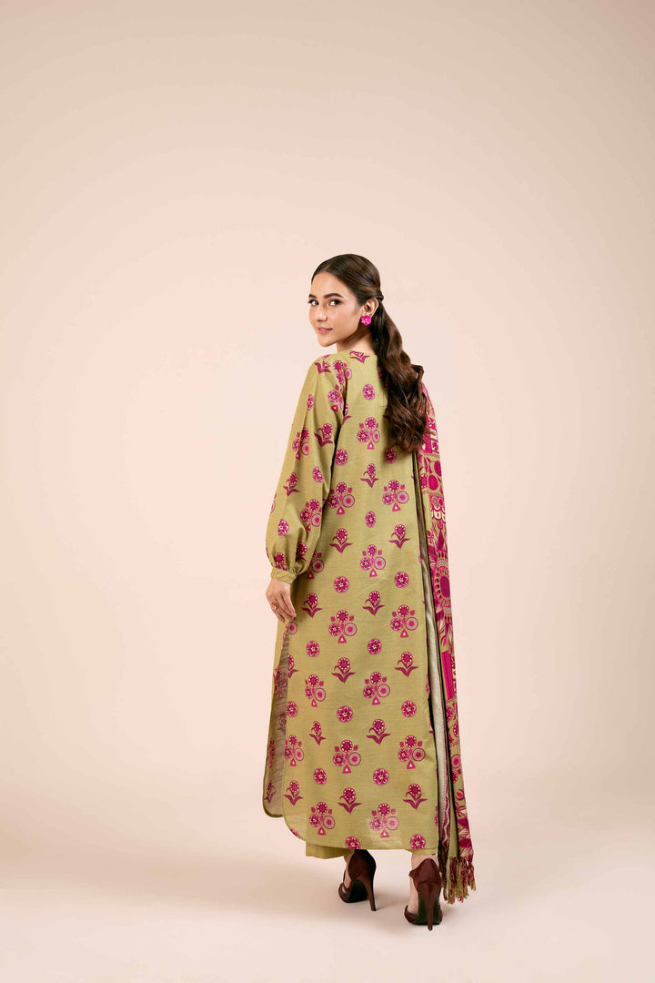 3 Piece Printed Unstitched Any Day Suit Green & Pink