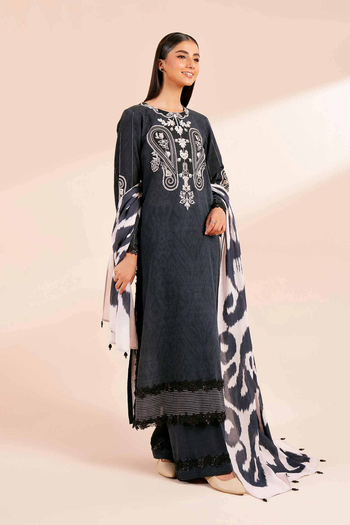 3 Piece  Printed Embroidered Unstitched Suit Winter 2024