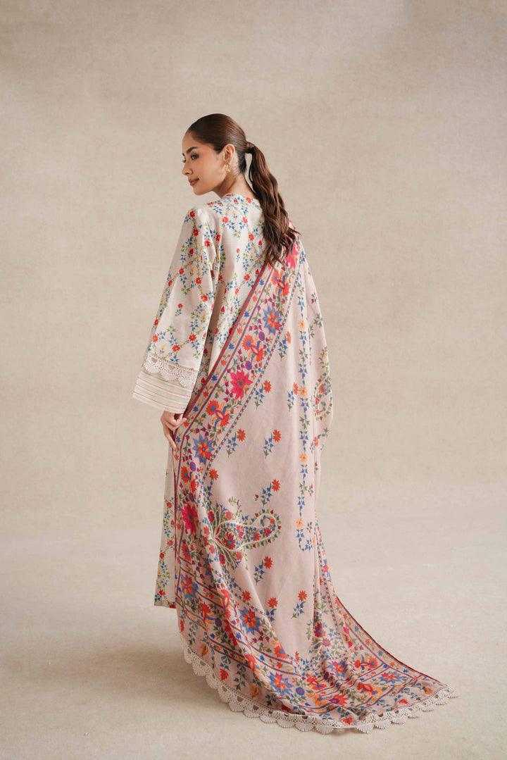 3 Piece  Printed Embroidered Unstitched Suit Winter 2024