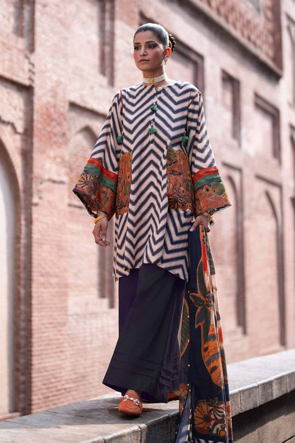 3 Piece - Printed Embroidered Suit - 42404202