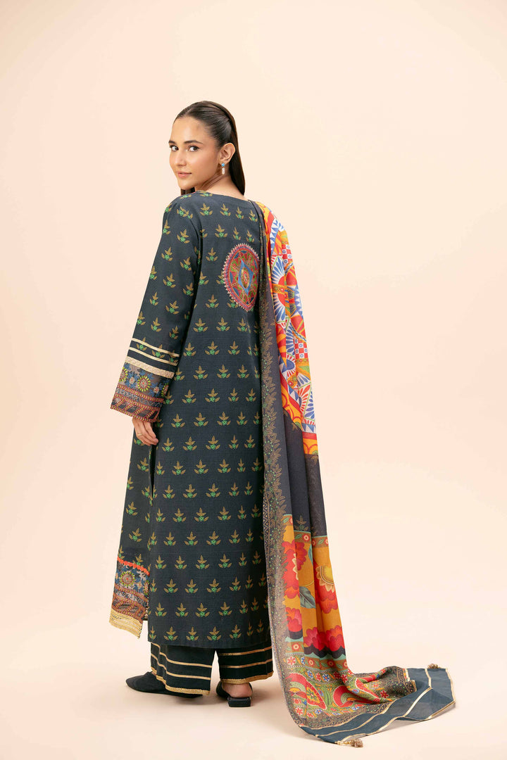 3 Piece  Printed Embroidered Unstitched Suit Winter 2024