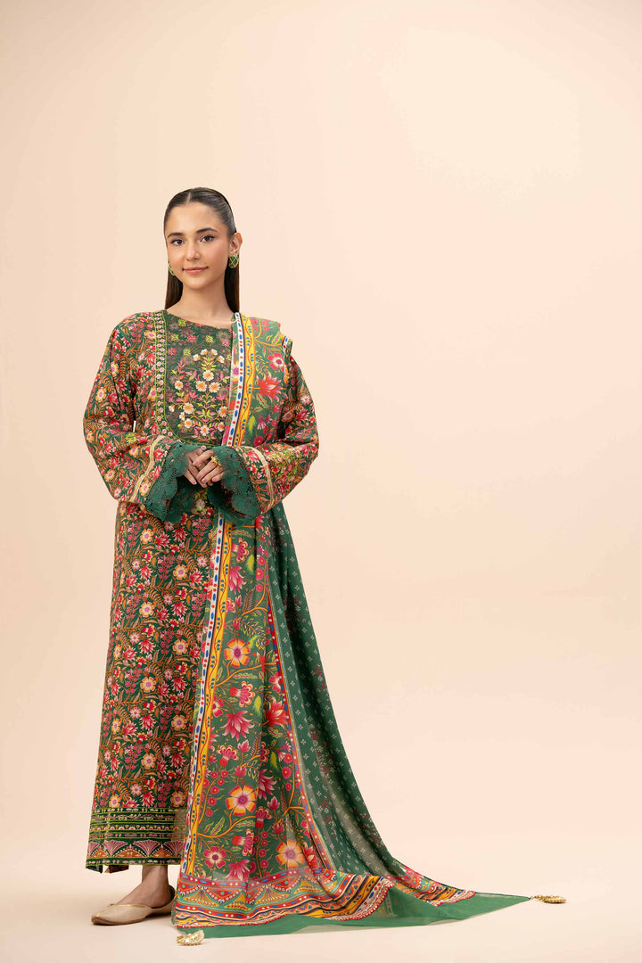 3 Piece  Printed Embroidered Unstitched Suit Winter 2024