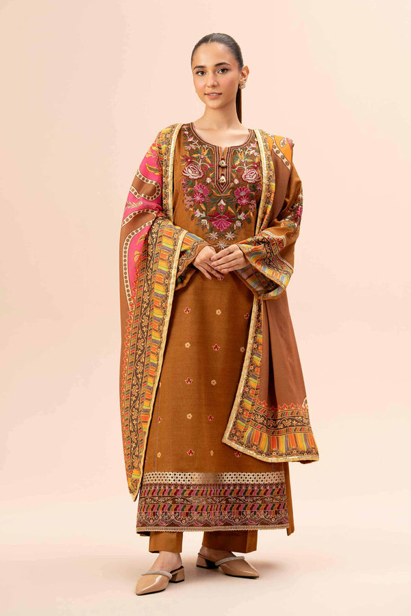 3 Piece - Printed Embroidered Suit - 42404206