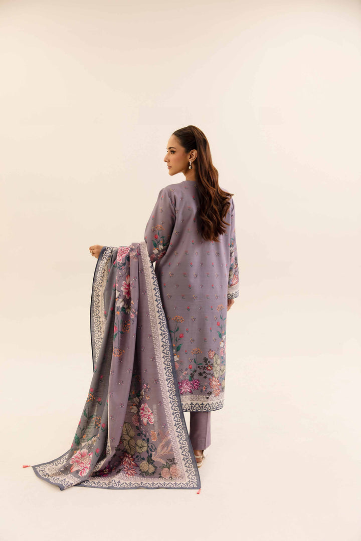 3 Piece Digital Printed Unstitched Any Day Suit Mauve