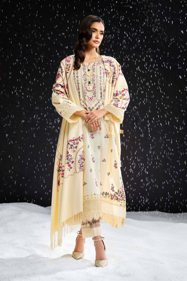 3 Piece  Embroidered Winter Collection Suit  